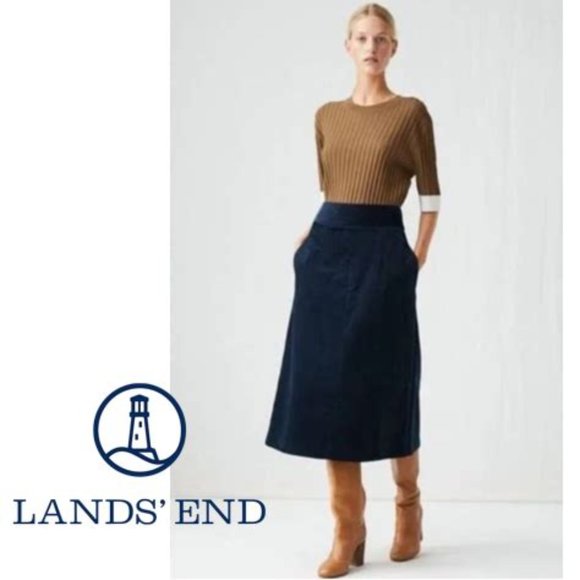 Lands' End Dresses & Skirts - 3/$25 Lands' End Navy Corduroy A-line Skirt With Pockets